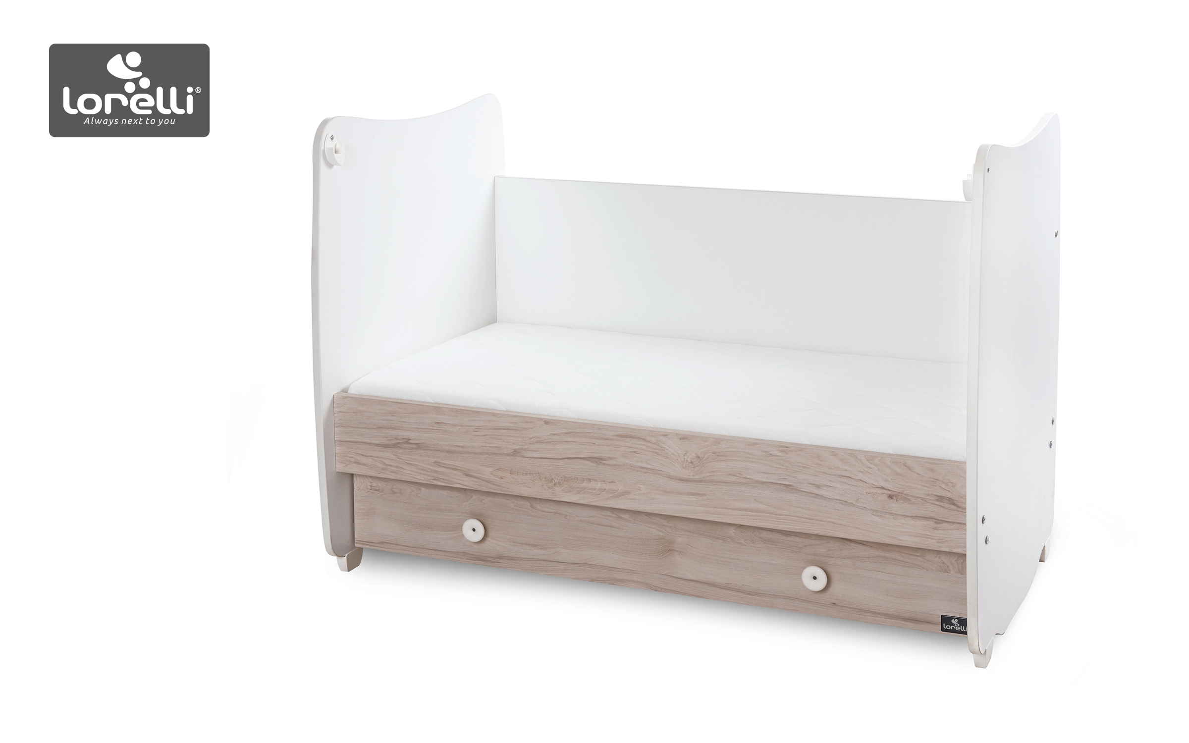 Бебешки кревет Dream, бел + светол даб  4